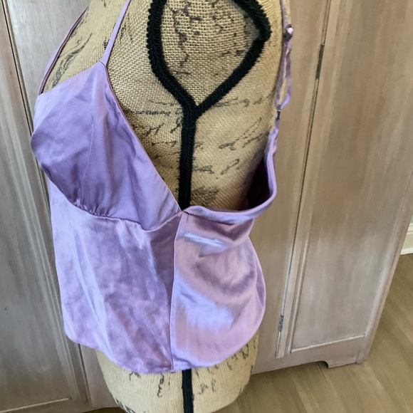 Express Camisole Small stretch Silk Purple Cami Tank Vintage y2k Straps 90s sexy - Picture 7 of 13